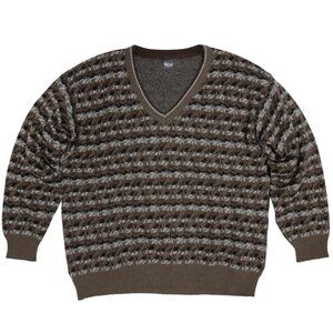Traint (Austria) Schoeller Jacquard Stockinette Knit Schurwolle V-Neck Jumper